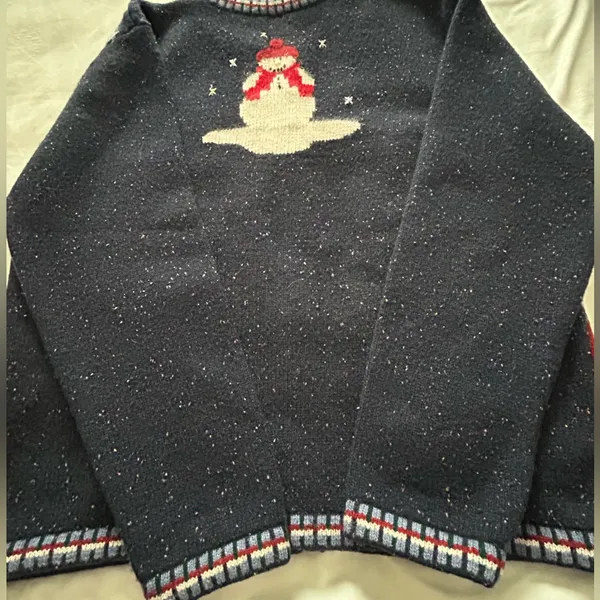 ALBOTS Vintage 90s Talbots Patchwork Christmas Winter Wool Cardigan Sweater XL. - Image 12