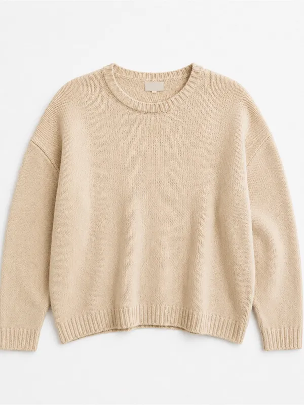Natura Cream Chenille Knit Sweater Womens S Oversized Crewneck Pullover - Image 2