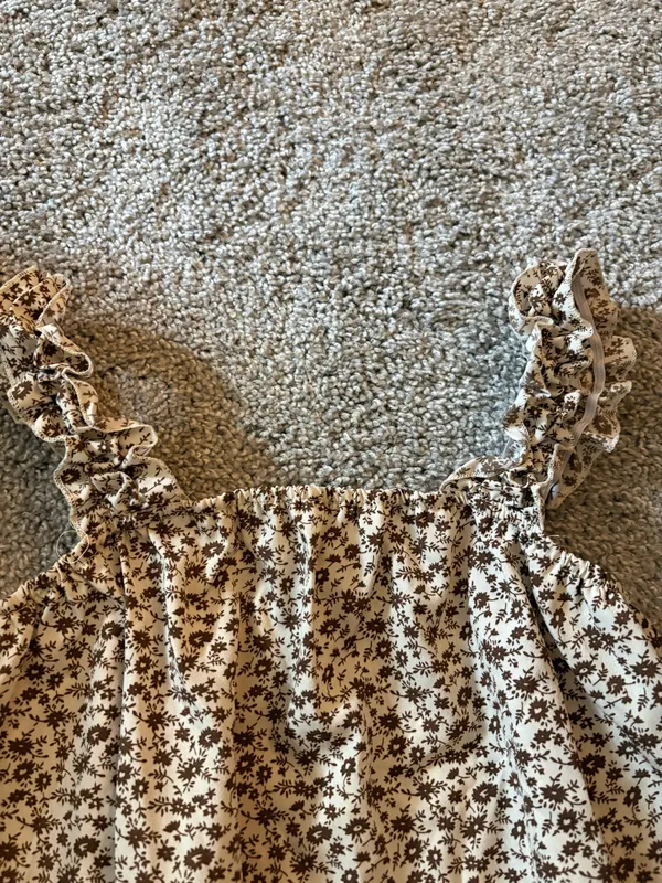 SheIn Floral Brown and Cream Tank - Image 2