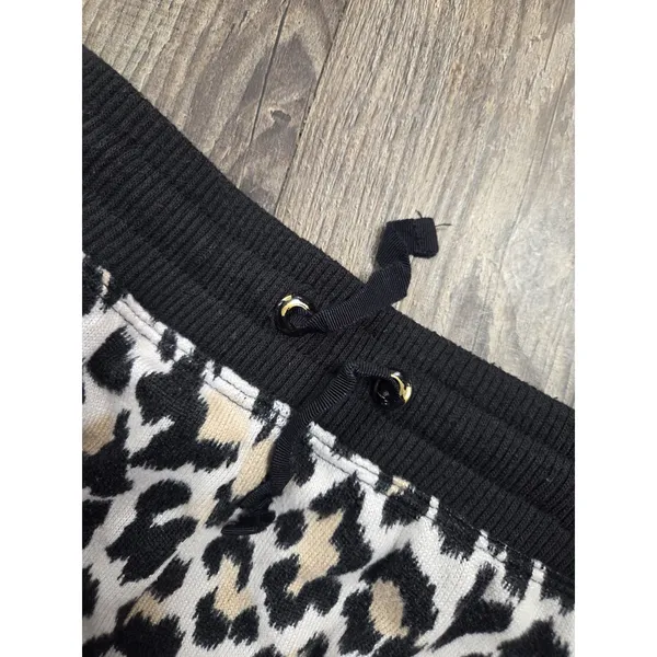 Kate Spade Classic Leopard Animal Print Shirt Joggers Pajamas Lounge Set Large - Image 3
