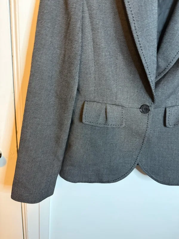 White House Black Market Black & White Speckled Y2K Preppy Blazer - Image 5