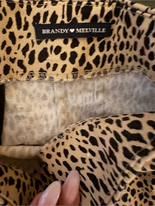 Brandy Melville Beige and Black Cheetah Print Mini Skirt - Image 2