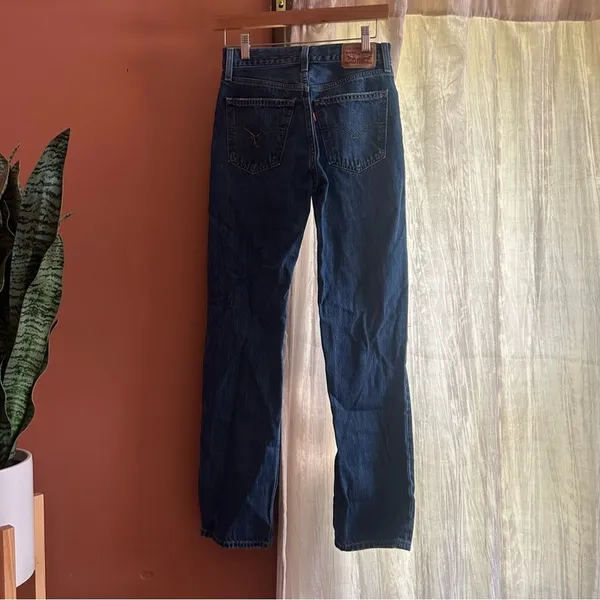 Levi's Low Pro Straight Jeans Distressed Knee Holes‎ Ripped 100% Cotton Size 24 - Image 5