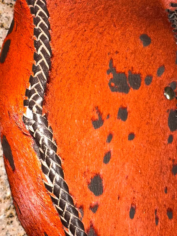 NEW Handmade Dyed Cowhide Leather Cossbody Purse Steer Cow Rust Western Orange - Image 11
