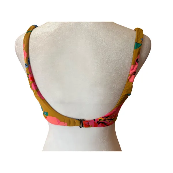 Billabong‎ Bikini Top Womens Medium Yellow Floral Excellent Scoop Neck XT301BBE - Image 4