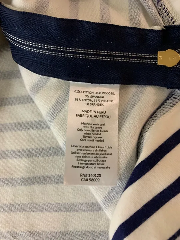 Stella And Dot Striped Long Sleeve Top‎ Blue White Crew Neck Casual Small - Image 4