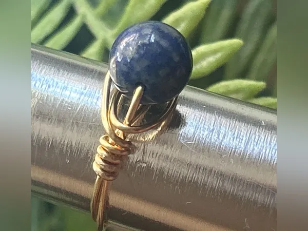 Handmade 💍 Handcrafted Lapis Lazuli Wire Wrapped Crystal Ring size 7.25 - Image 2