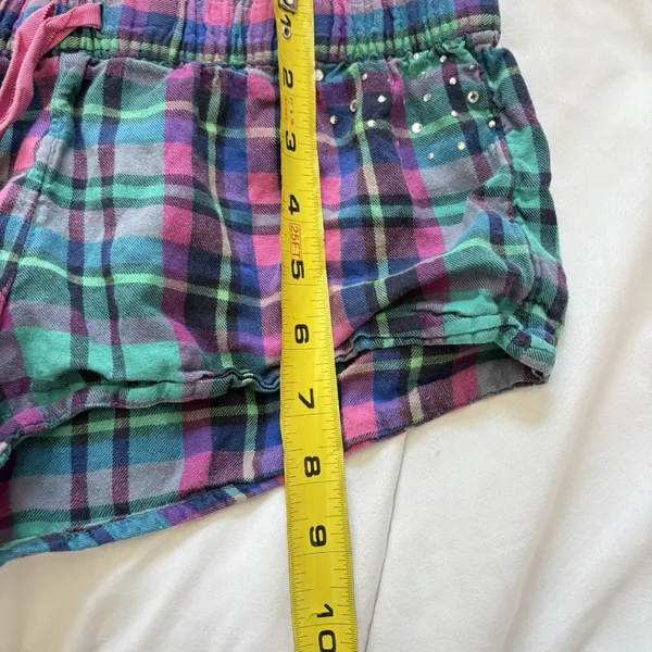 Aerie Shorts Retro Y2K Womens XS Micro Mini Pink Green Plaid 100% Cotton Dainty‎ - Image 7