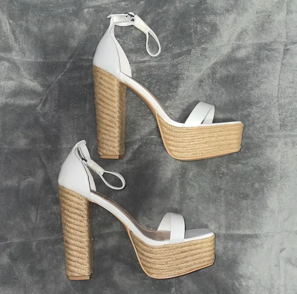Lulus White Platform Ankle Strap Heels - Image 2