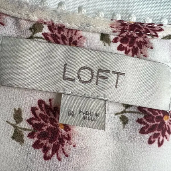 Loft Floral Eyelet Blouse White M - Image 14