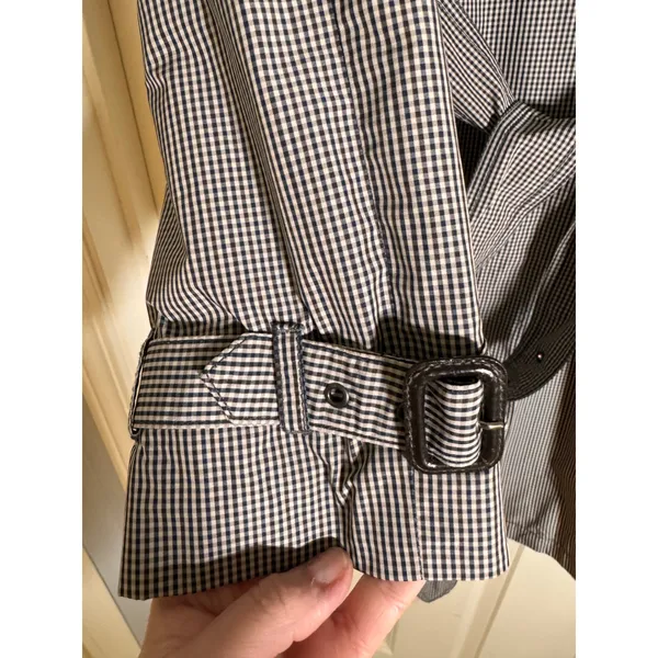Banana Republic Gingham‎ Trench Raincoat Medium Belted Double Breasted Coat - Image 6