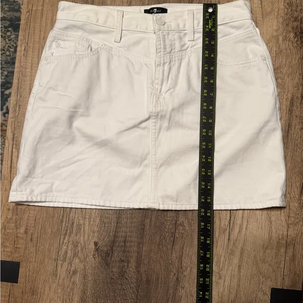 7 For All Mankind White Denim Mini Skirt Size 28 - Image 2