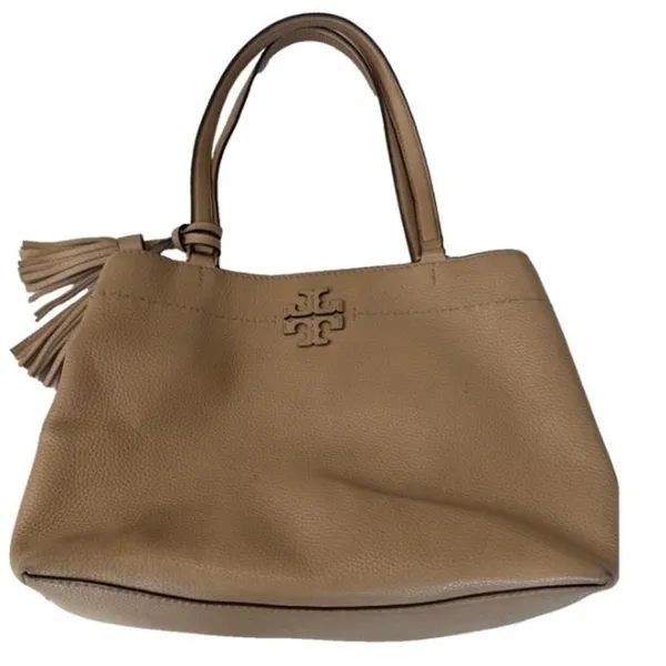 Tory Burch Devon Sand Nude McGraw Triple Compartment Leather Satchel Handbag - Image 16