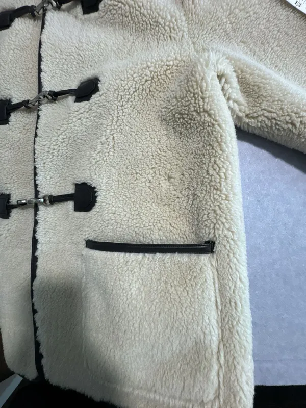 Dunst Collarless Buckled Shearling Jacket Size M - Image 9