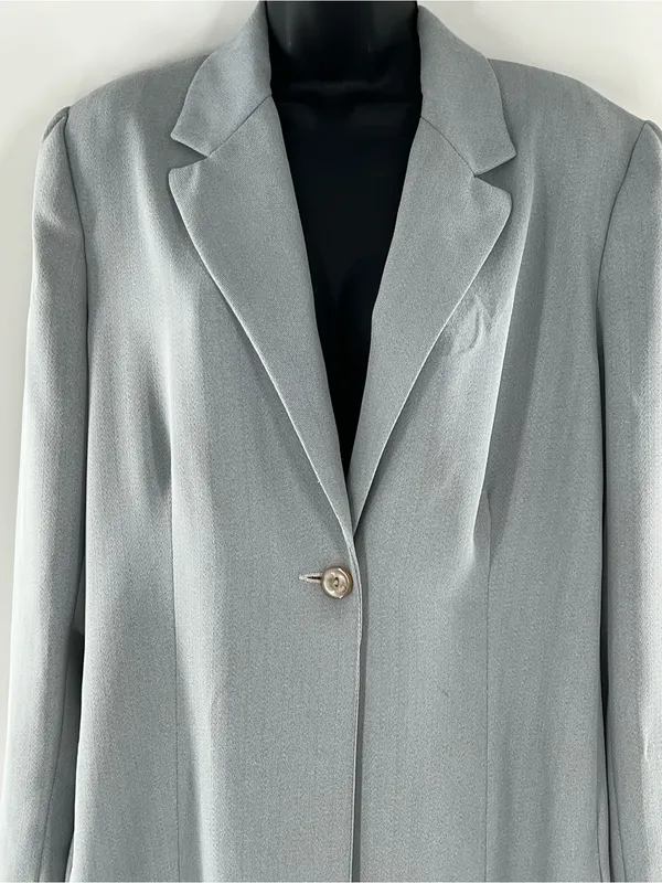 Vintage Women's Light Gray Single-Button Trench Coat-Size 12 - Image 2