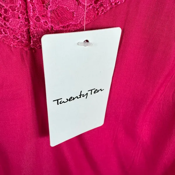Twenty Ten Womens Fuchsia Pink Lace‎ Trim V-Neck Camisole Tank Top NWT Size M - Image 4