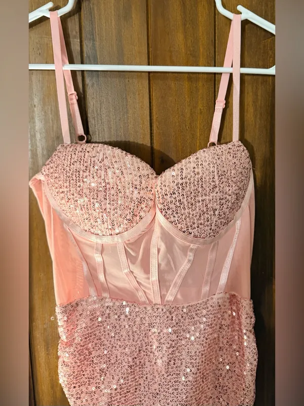 Olivia M Pink Sequin Bustier Mini Dress - Image 2