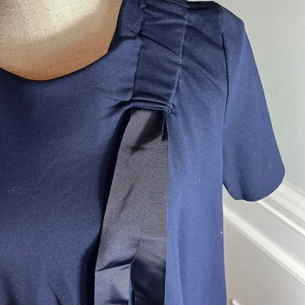 COS Navy ribbon neck short sleeve dress NWT - Image 3