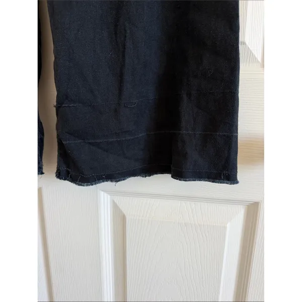 Anthropologie Maeve Colette Linen Wide Leg Pants High Rise Raw Hem Navy Size 26T - Image 3