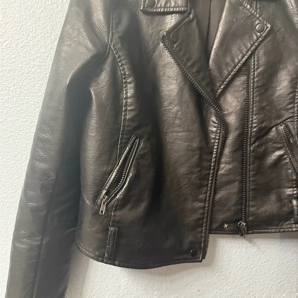 Women's Black Wild Fable Black Leather Jacket - Image 3