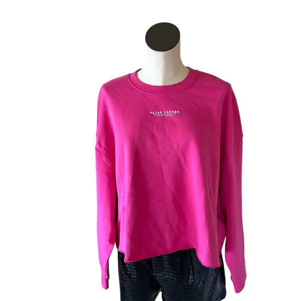 NWT PAJAR CANADA Lawson Women's Oversized Crop Sweatshirt in PINK GLOW XL - Image 10