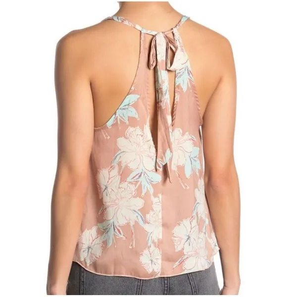 Free People Line Up Halter Cami Top‎ Womens Floral Crisscross Front Sz S - Image 3
