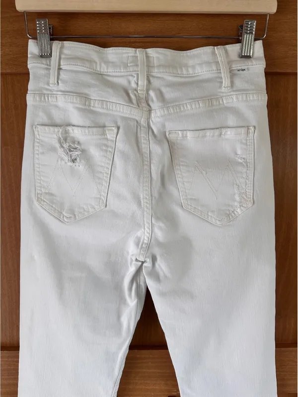 MOTHER The Hustler Ankle Fray Jeans In Tea and Biscuits White Wash Women’s sz 27 - Image 15