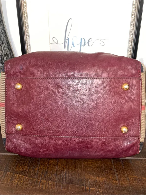 Burberry Canterbury House Check Canvas Leather Tote Shoulder Bag - Image 7