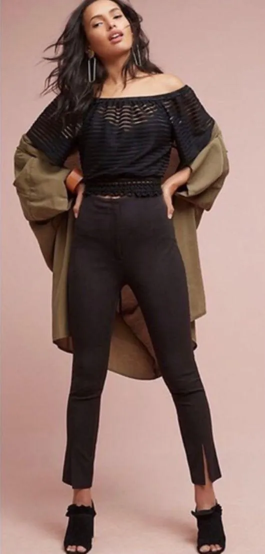 Anthropologie Black Ankle Slit Pants - Image 2