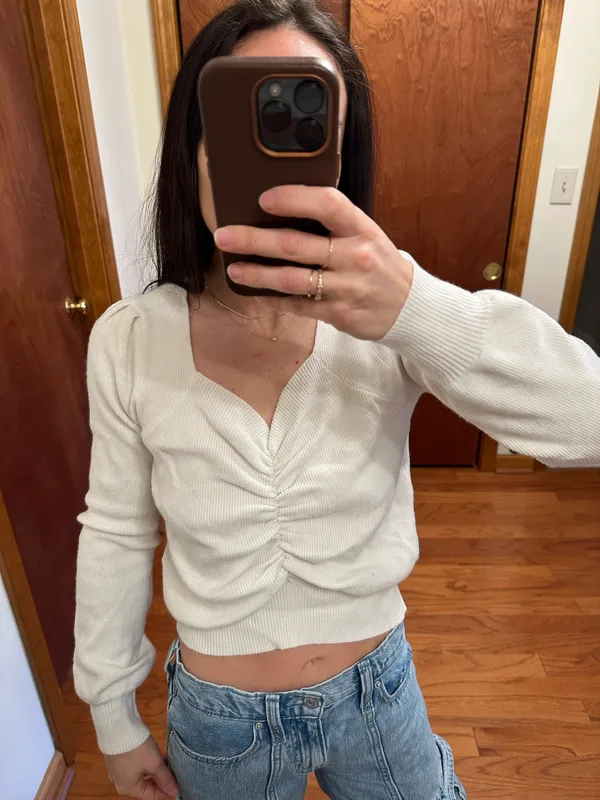 Pretty Garden White Ribbed Sweater - Image 4