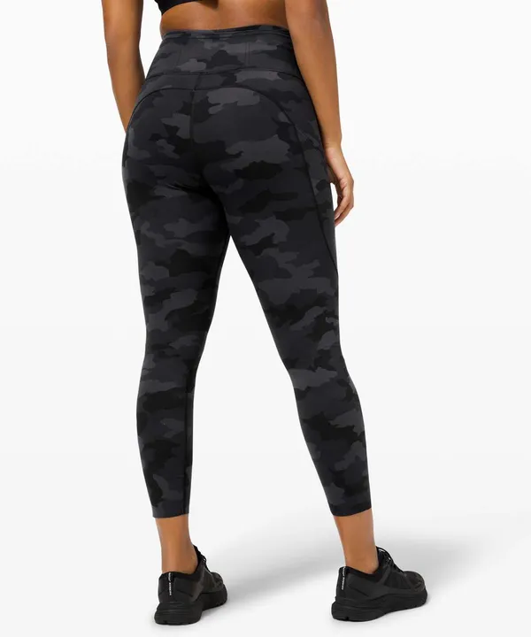 Lululemon Fast and Free Tight Nulux Black Gray Camo Athletic Leggings Size 4 - Image 2