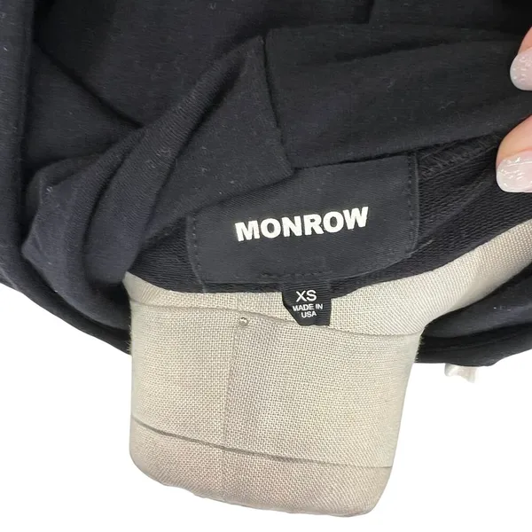 Monrow Black‎ Cropped Pull Over Hoodie Sweatshirt Size XS - Image 10
