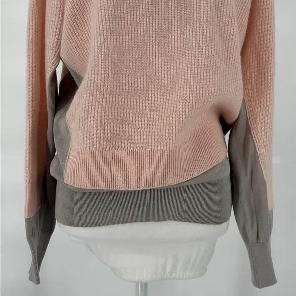 Marc by Marc Jacobs Cashmere Colorblock Sweater Pink Gray Silk Hem M - Image 6