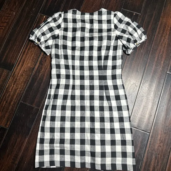 Checkered casual dress v-neck button down work retro coastal business casual - Image 3
