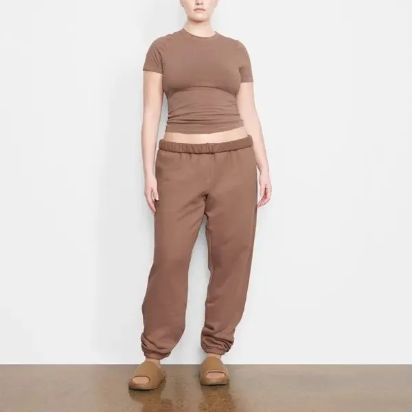SKIMS Outdoor Fleece Joggers Sweatpants Tiger Eye Brown Size Medium 100% Cotton - Image 2