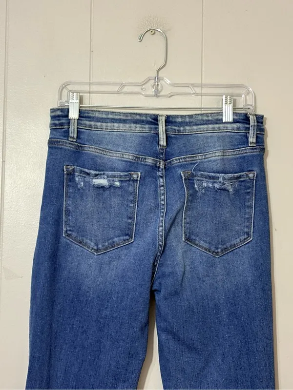 Vervet Flying Monkey High Rise Flare Jeans Womens 29 Distressed Raw Hem Stretch Blue - Image 6
