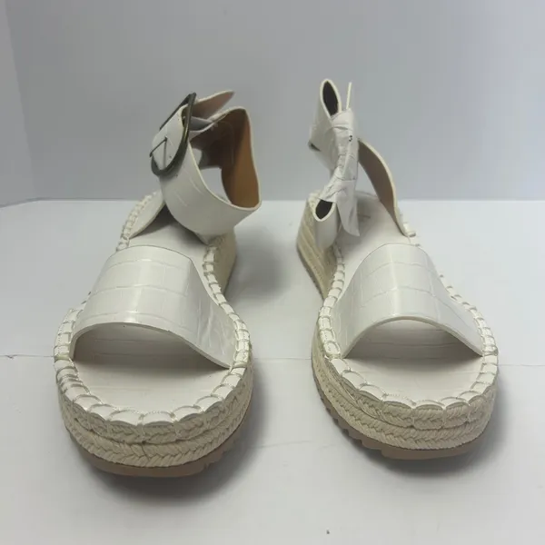 Qupid Womens White Croc Embossed Vegan Leather Platform‎ Espadrille Sandals Sz 8 - Image 4