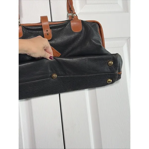Katherine Ward Vintage Doctor Satchel Black Tan Leather Handbag USA Handbag - Image 7