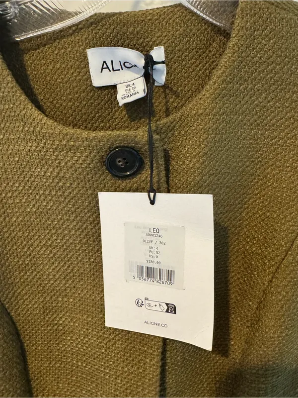 NWT Leo Long Boucle Waistcoat Sleeveless Olive Green Vest | 0 - Image 4