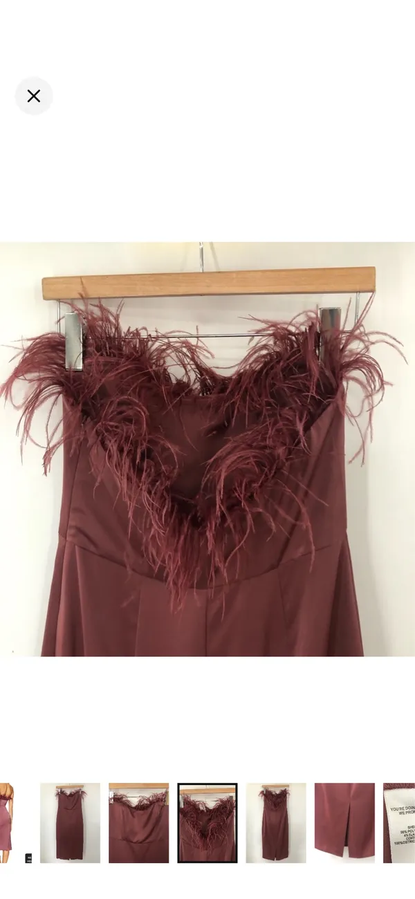 LPA Strapless Feather-Trim Midi Dress - Image 5