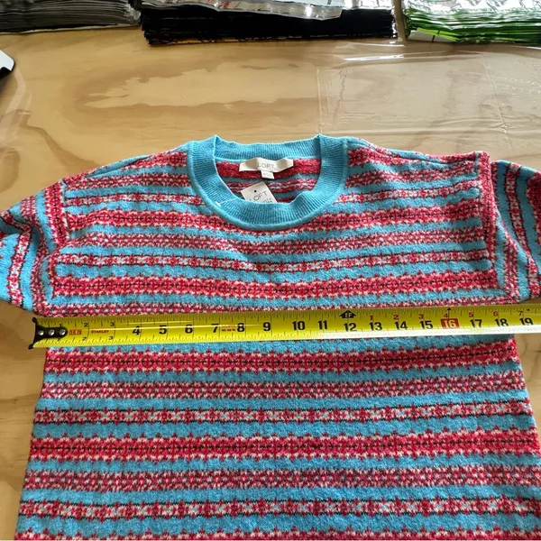 NWT Loft‎ Women’s Crewneck Vibrant Knit Sweater Blue Red XS - Image 11