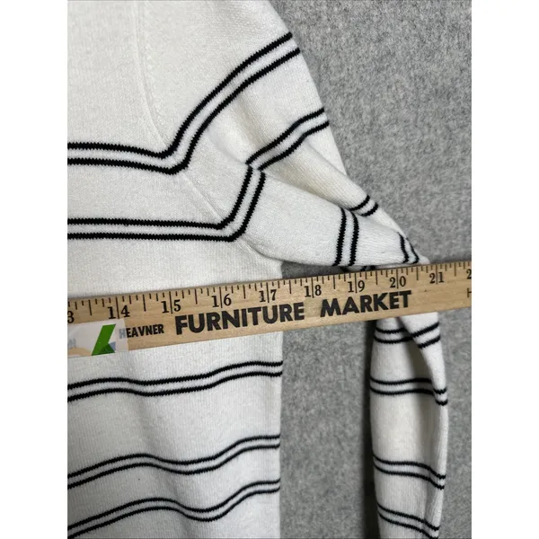 French Connection Medium Sweater Striped Mock Neck White‎ Black Long Sleeve - Image 5