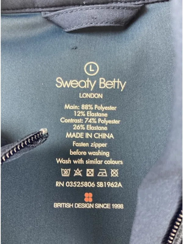 -Sweaty Betty London Jacket Womens Size L Navy Blue Double Layer Yoga Athleisure - Image 3