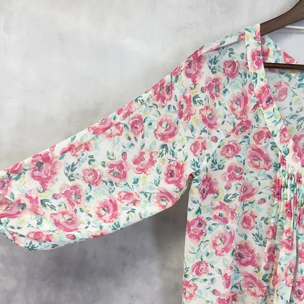 Lauren Conrad Floral‎ Blouse Women Medium Flowy Cottage Feminine Dainty Coquette - Image 4
