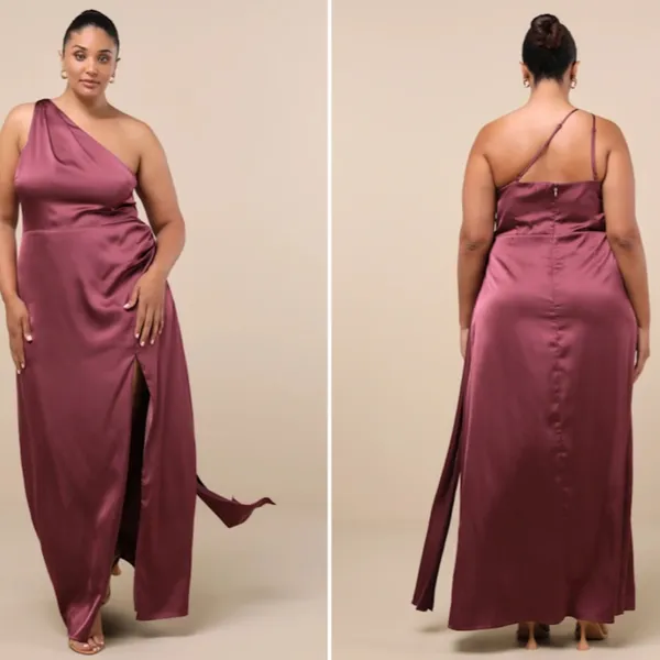 LULU's Sexy Prom Wedding Bridesmaid Elegant Satin One Shoulder Elegant Gown - Image 8