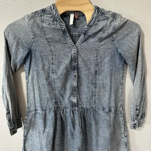 Anthropologie‎ Pilcro Denim Dress Lorelei Tunic Long Sleeve Pockets Boho Size 6 - Image 2