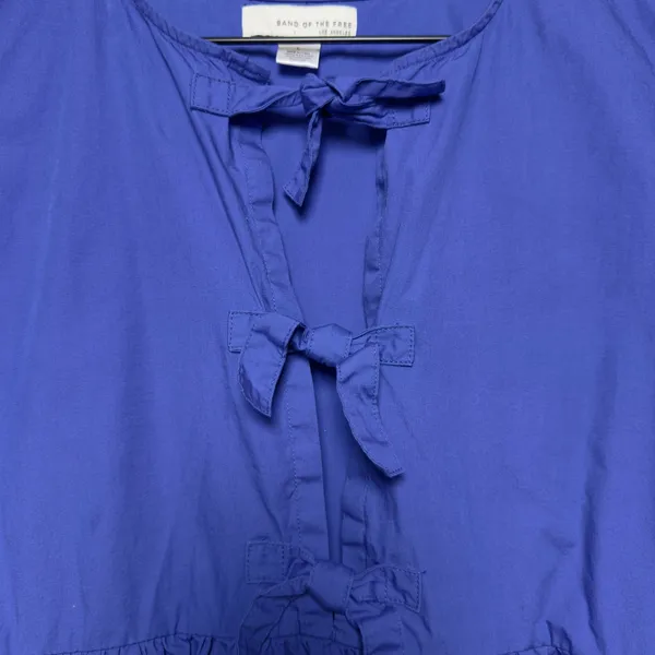 Band of the Free Women 100% Cotton Dress Large Blue Tie Up‎ Coquette Babydoll - Image 2