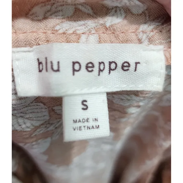 Blu Pepper Mini Dress Floral Print‎ Tie Back Tiered Ruffle Elastic Waist Small - Image 3