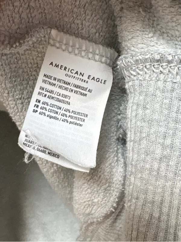 American Eagle Light Gray Hoodie with White Label - Image 4