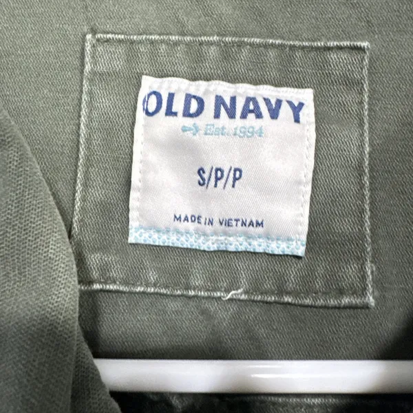 Old Navy Womens S Utility Jean Jacket Army Green Pockets Long Sleeve Grunge Y2K - Image 2
